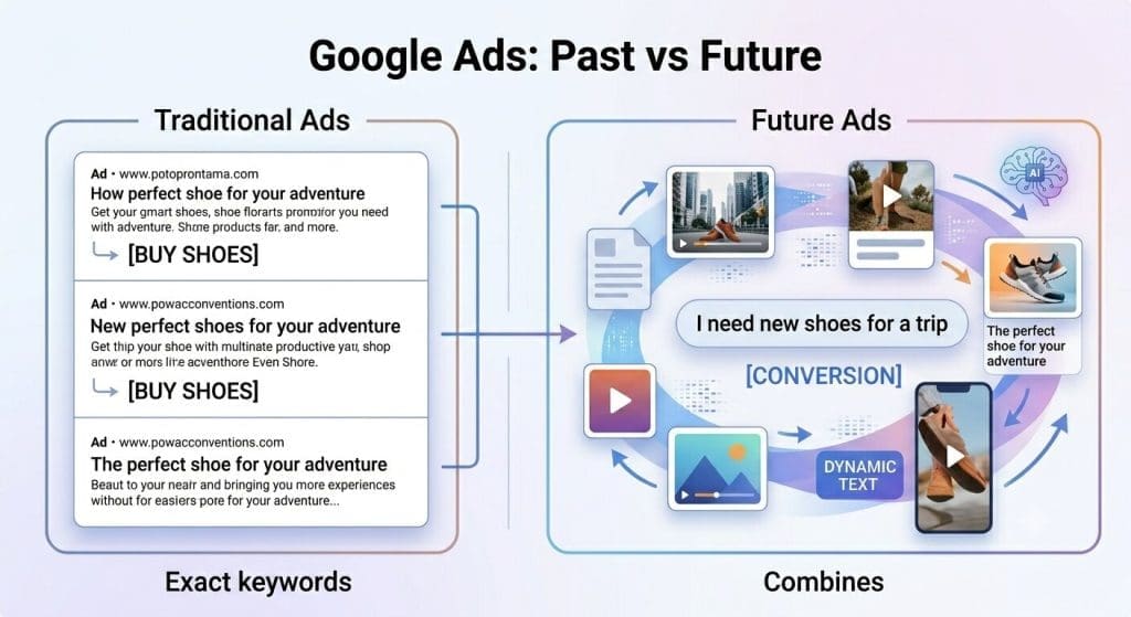Google Ads Past vs Future graphic scheme