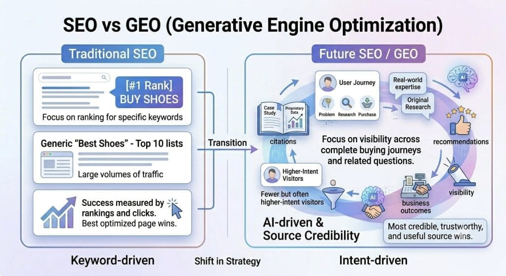SEO vs GEO graphic scheme