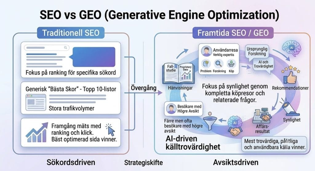SEO vs GEO Svenska grafiskt schema